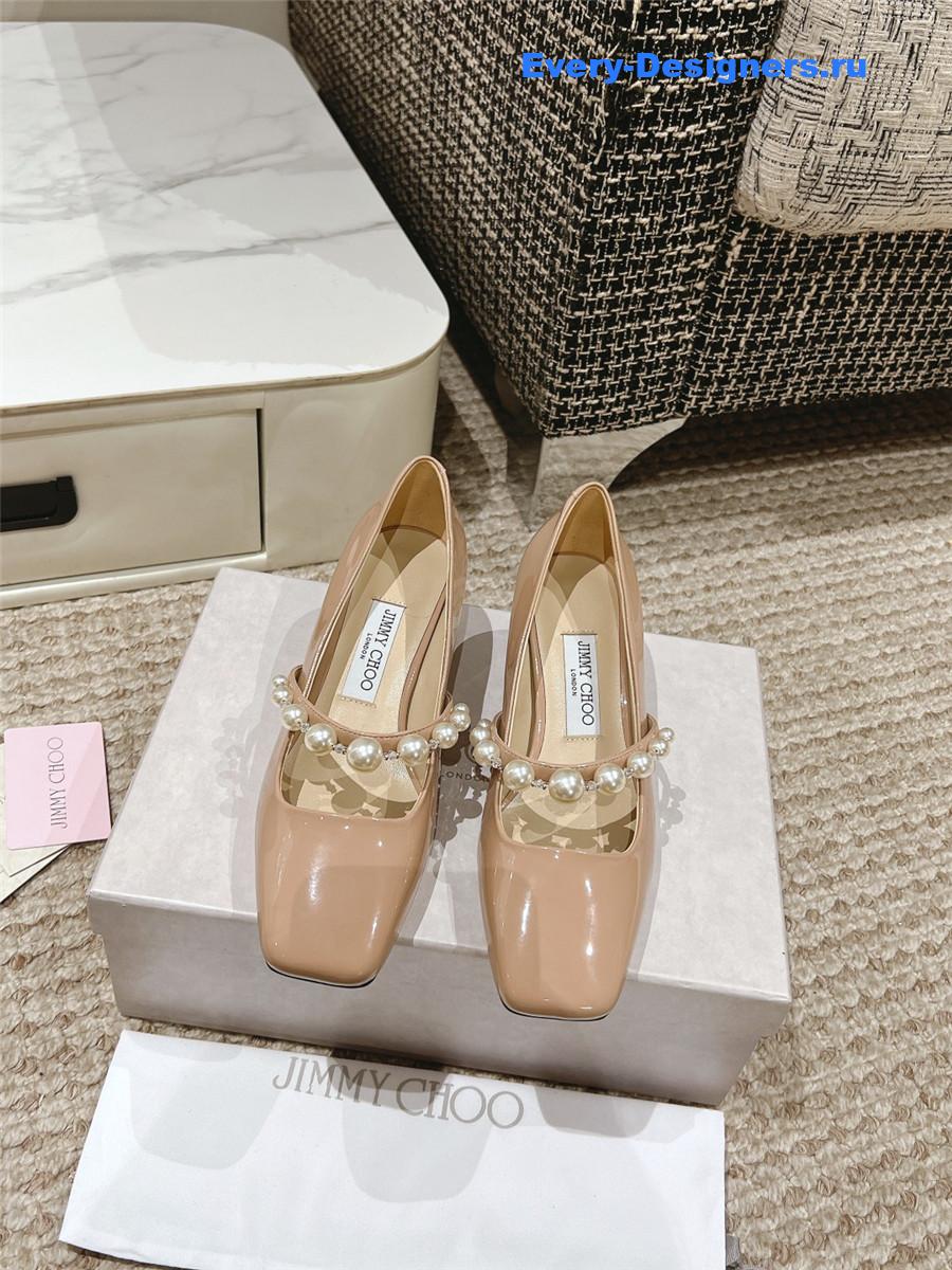 J1m*y Ch00 ade 45 nude patent leather pumps
