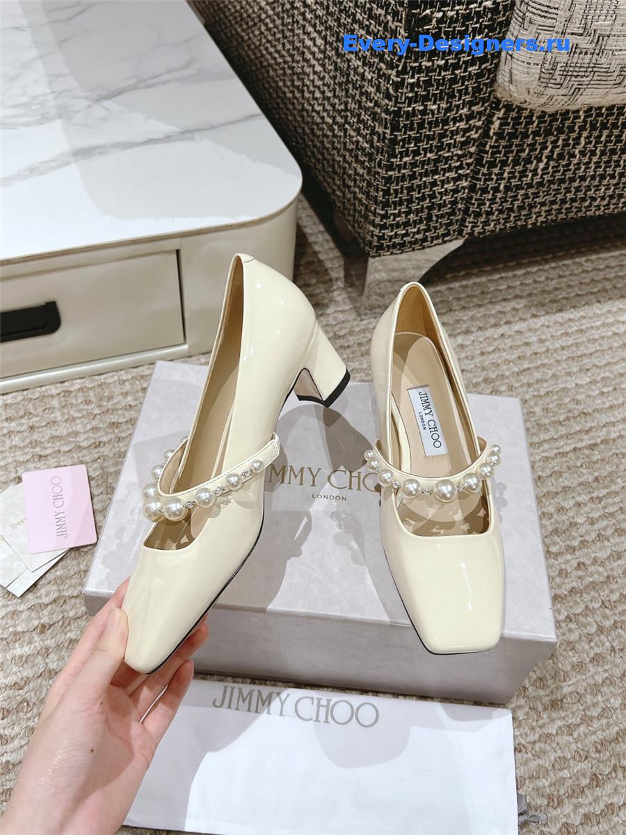 J1m*y Ch00 ade 45 ivory latte patent leather pumps