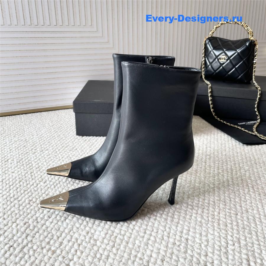 Sa1nt Lau*nt metal toe high heel ankle boots