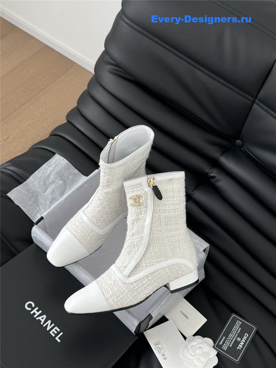 Ch**el logo tweed ankle boots