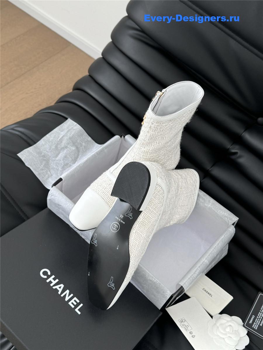 Ch**el logo tweed ankle boots