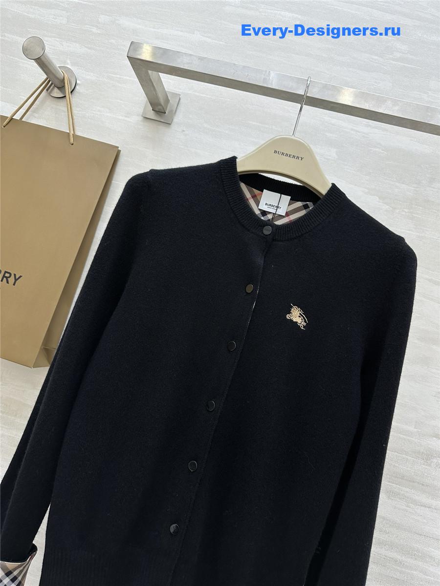 Bv*b*rry check wool knit cardigan black