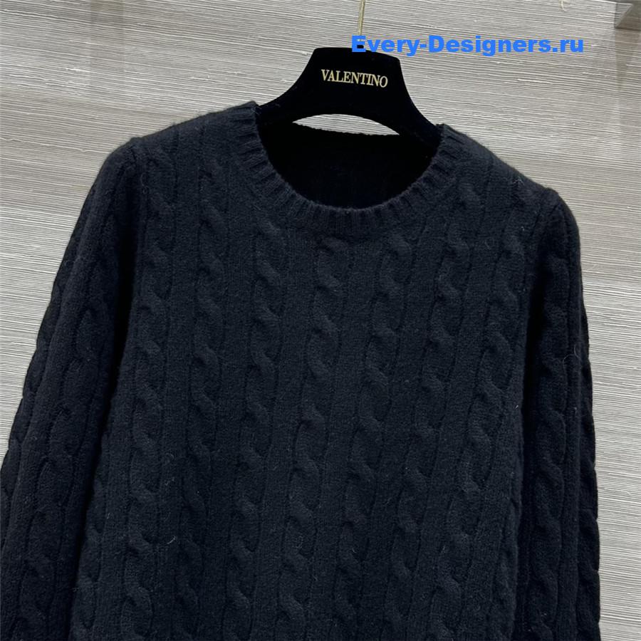 Va1e*ntin0 lace cuffs cashmere sweater black