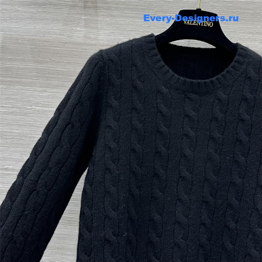Va1e*ntin0 lace cuffs cashmere sweater black