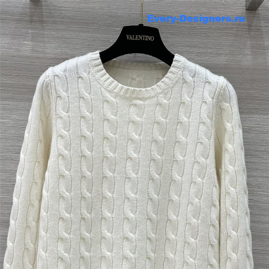 Va1e*ntin0 lace cuffs cashmere sweater white