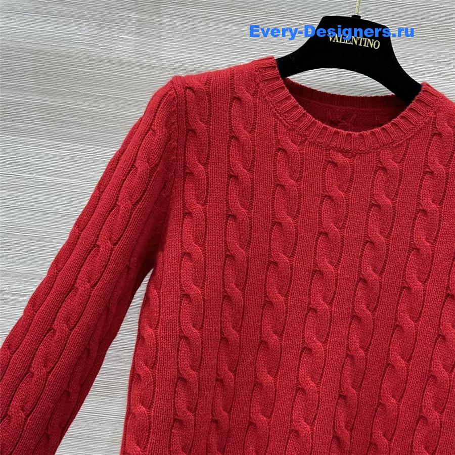 Va1e*ntin0 lace cuffs cashmere sweater red