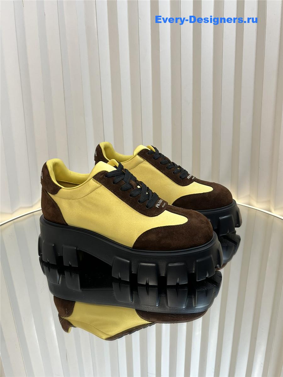 Pra*a suede low top platform sneakers yellow/brown
