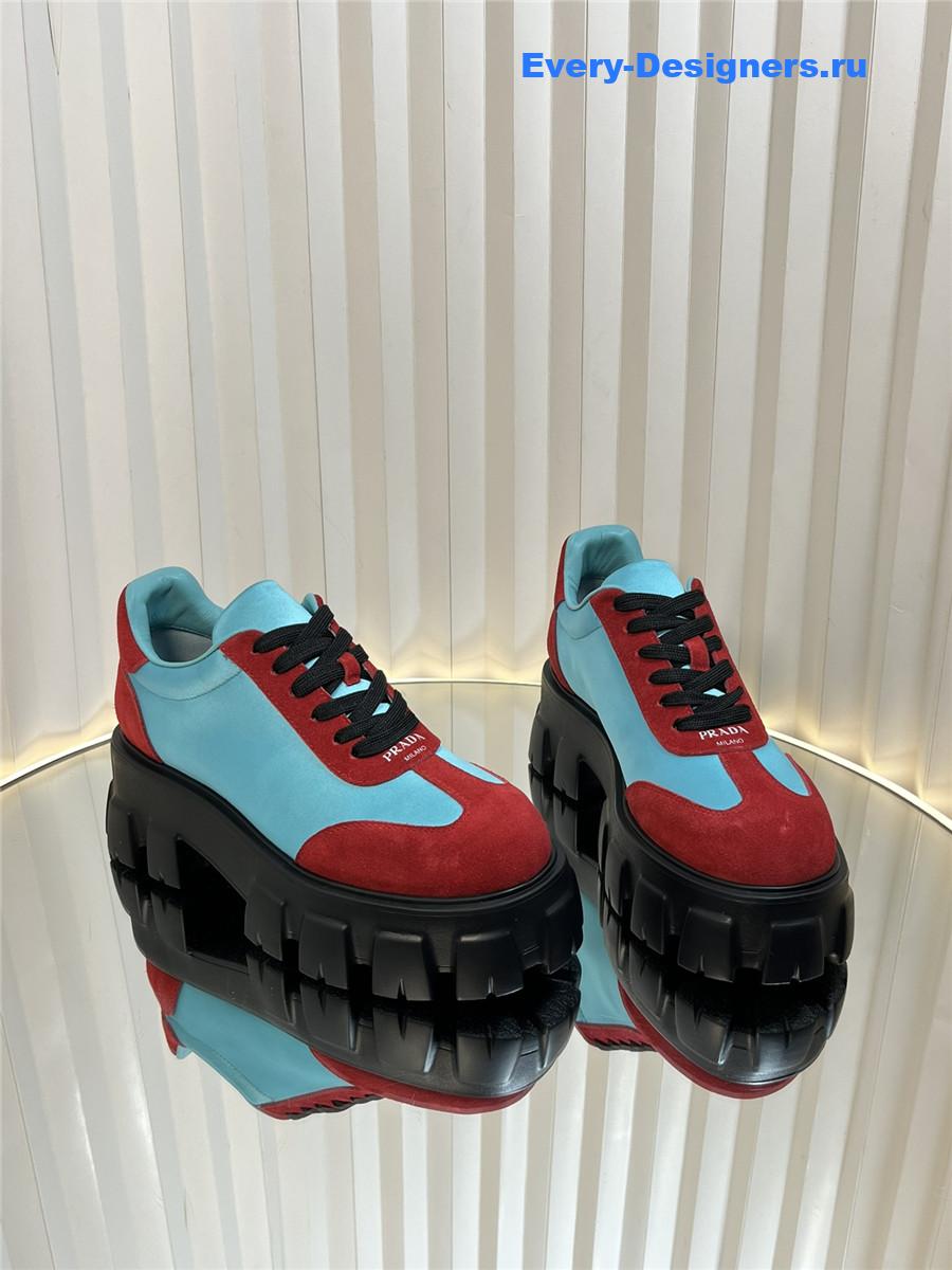 Pra*a suede low top platform sneakers red/blue