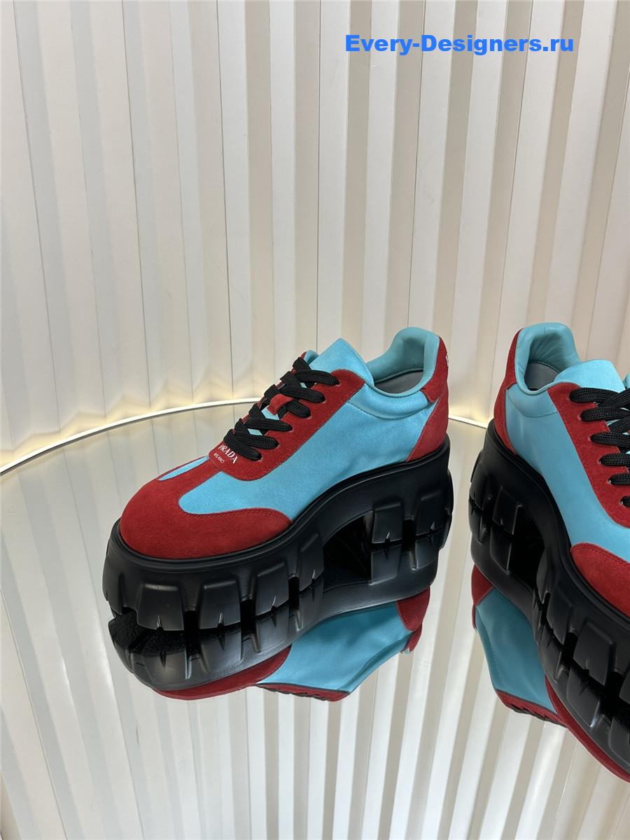 Pra*a suede low top platform sneakers red/blue