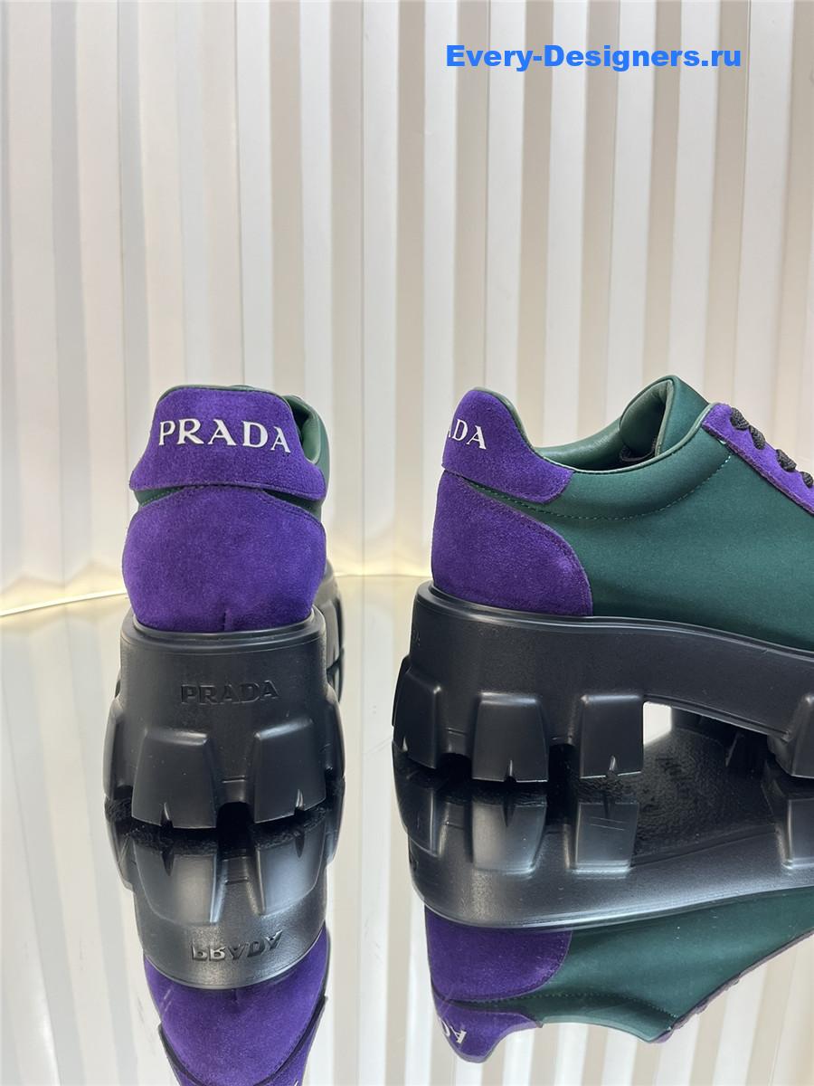 Pra*a suede low top platform sneakers purple/green