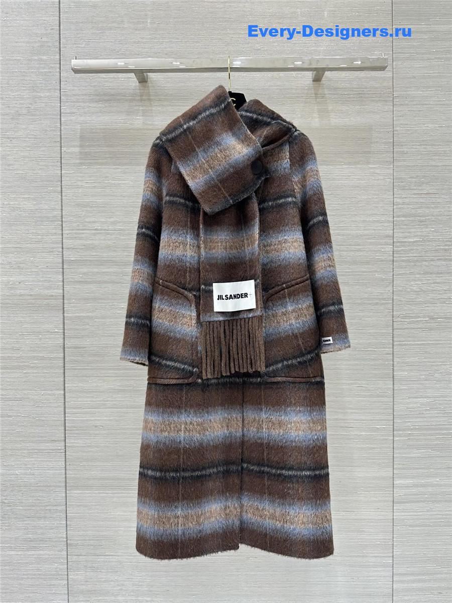 Jil sander check collar coat