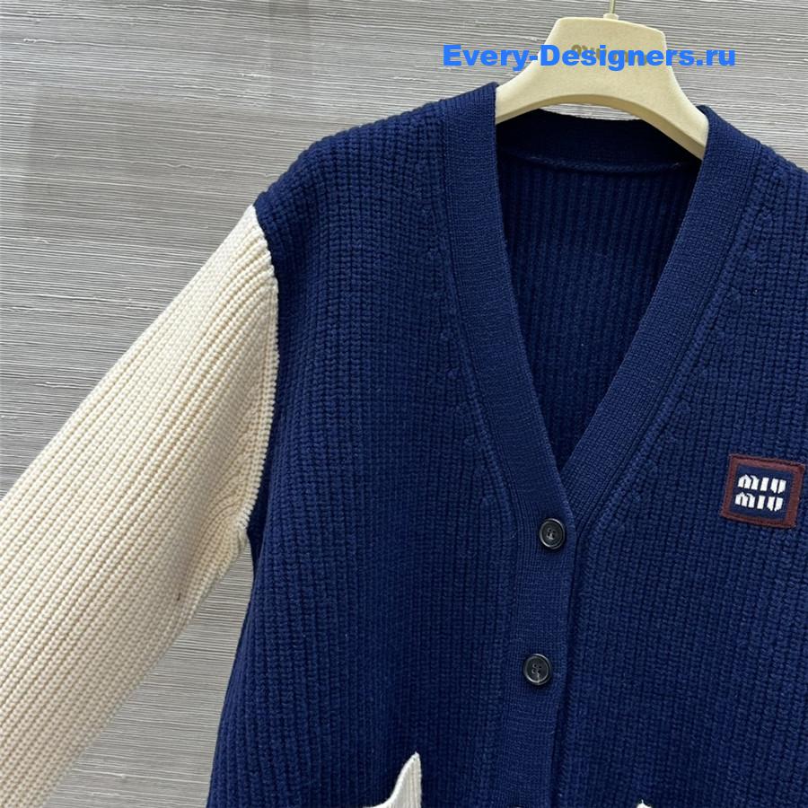 M1um1u v-neck cashmere cardigan coat