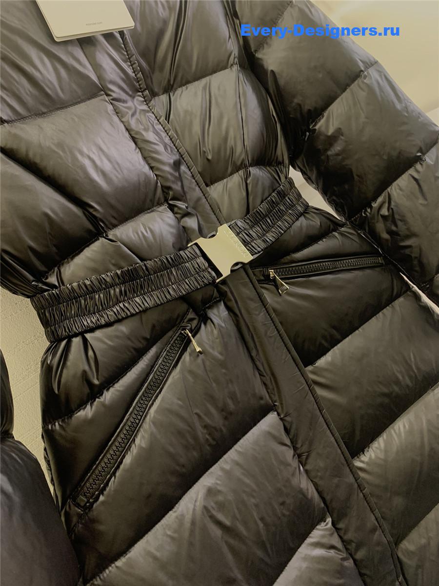 Moncler waist hooded long down jacket