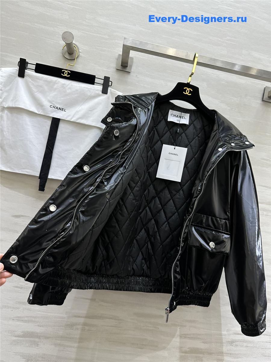 Ch**el sequined hooded puffer jacket