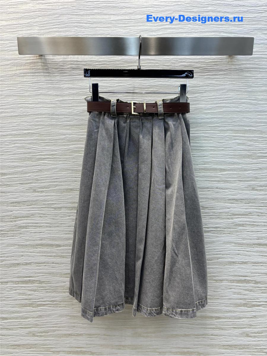 M1um1u belted pleated skirt