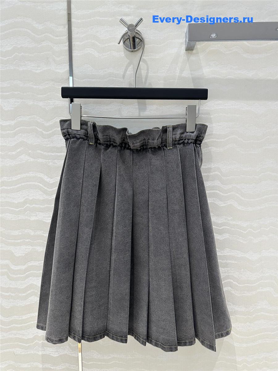M1um1u waist pleated long skirt