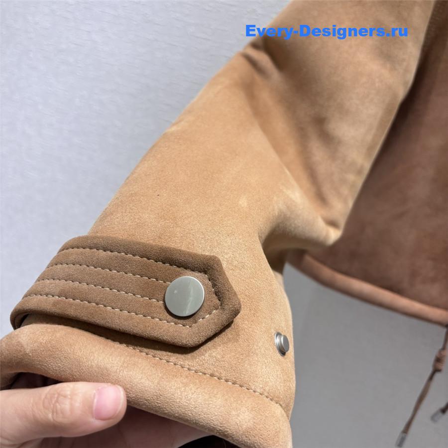 Pra*a leather and shearling biker jacket