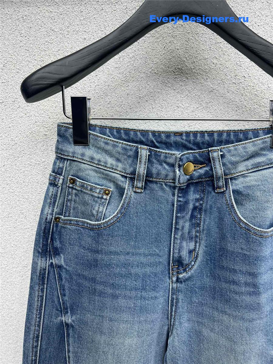 Ch**el denim straight wide leg pants
