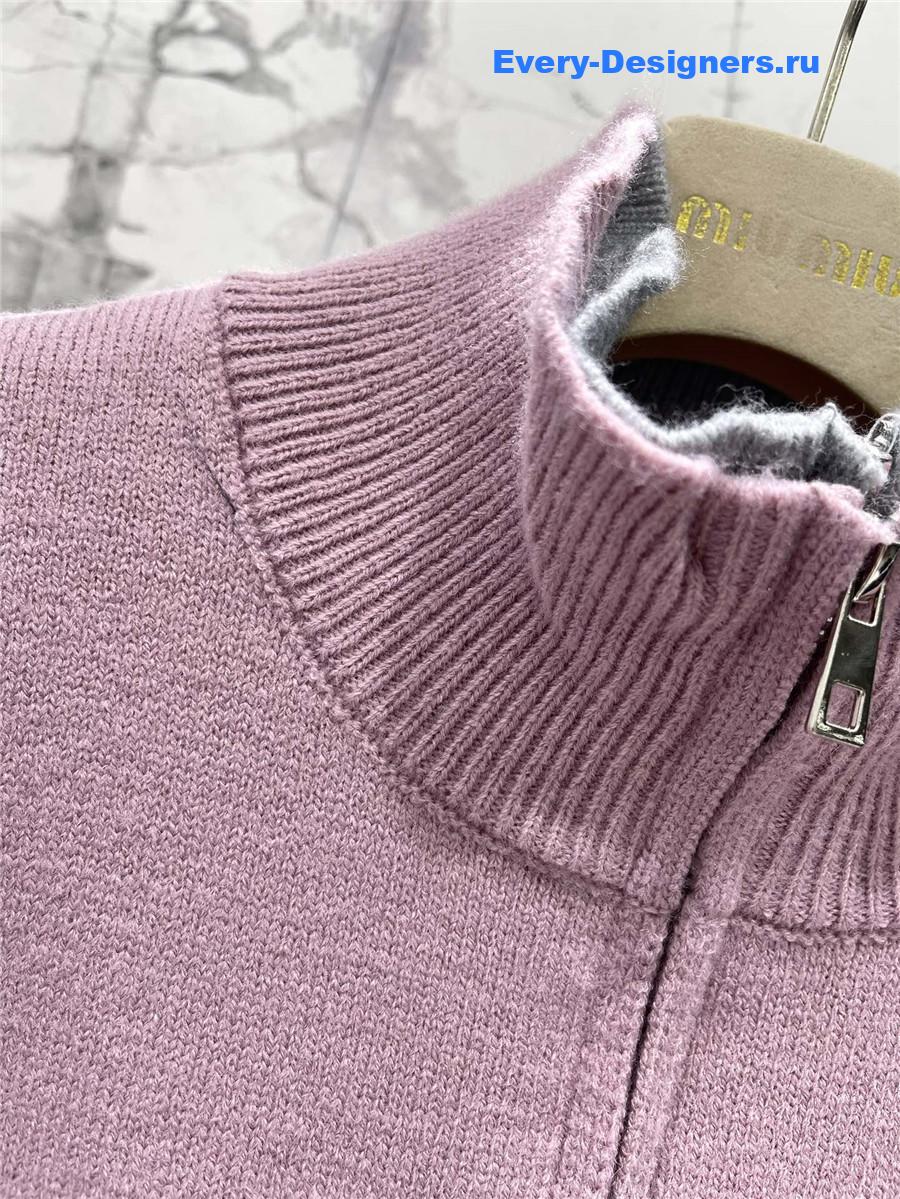 Miu Miu Double Knit Turtleneck Sweater Pink
