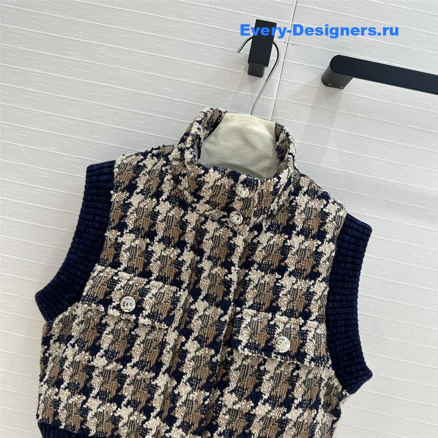 Ch**el woven tweed check down vest