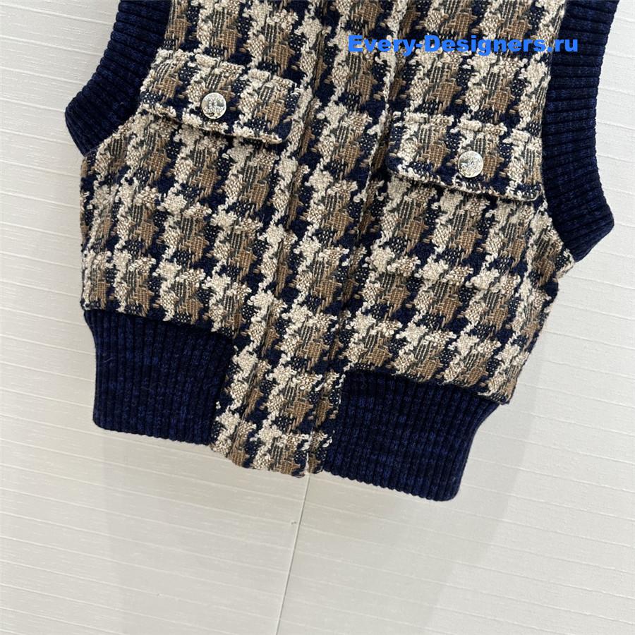 Ch**el woven tweed check down vest