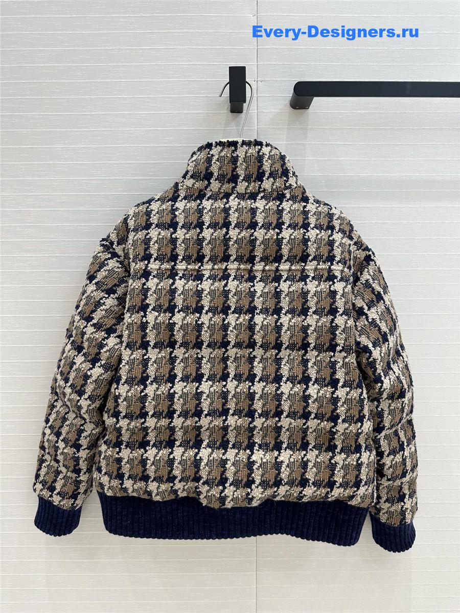 Ch**el tweed check down jacket