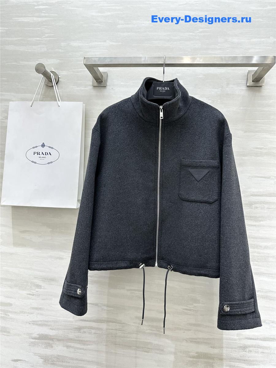 Pra*a short stand collar wool coat