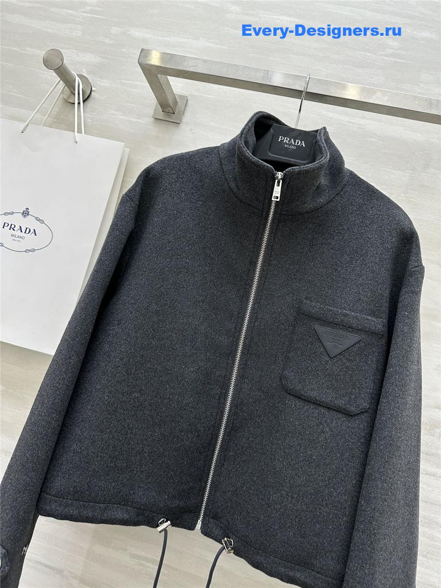 Pra*a short stand collar wool coat