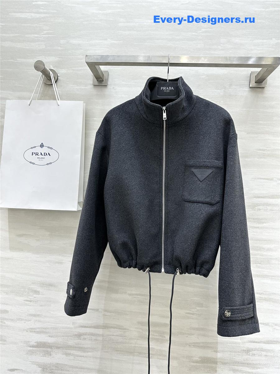 Pra*a short stand collar wool coat
