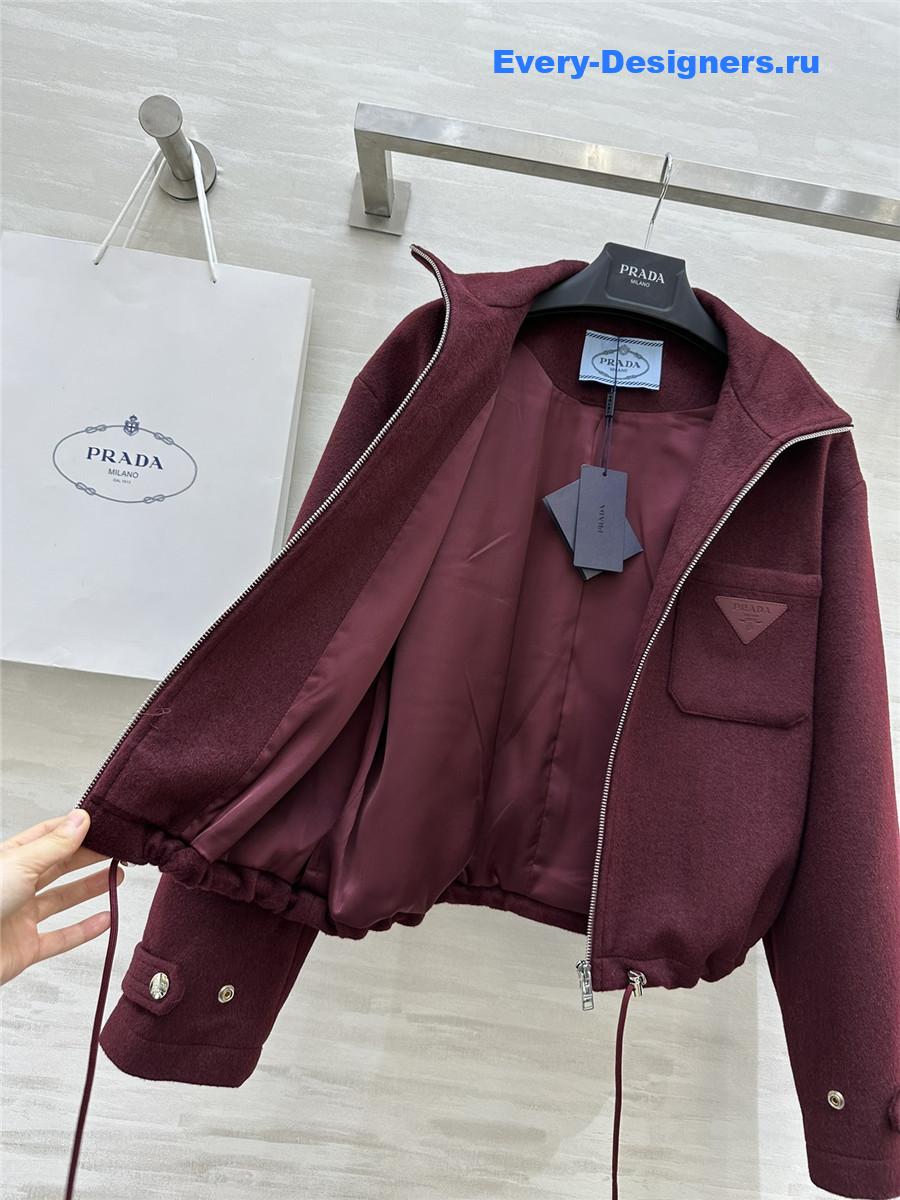 Pra*a short stand collar wool coat
