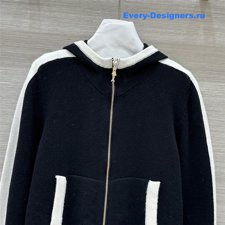 Ch**el hooded zip-up cardigan