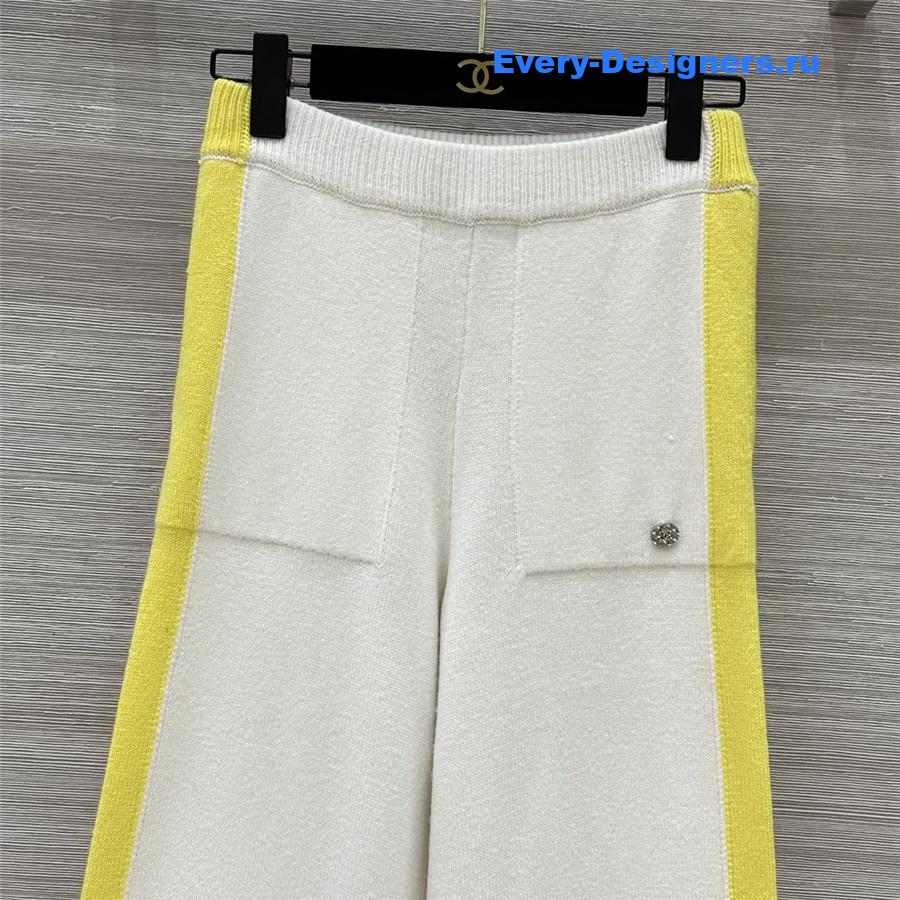 Ch**el cashmere wide-leg straight pants