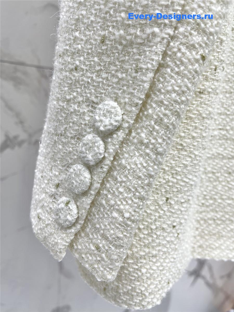 Balmain ruffle pocket tie blazer