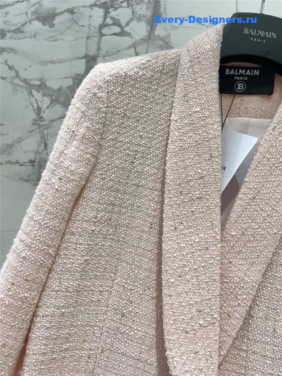 Balmain ruffle pocket tie blazer