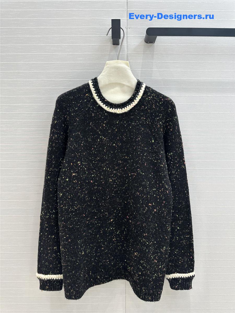 Ch**el trim blend knit sweater black