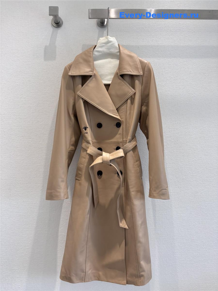 D10r long leather trench coat