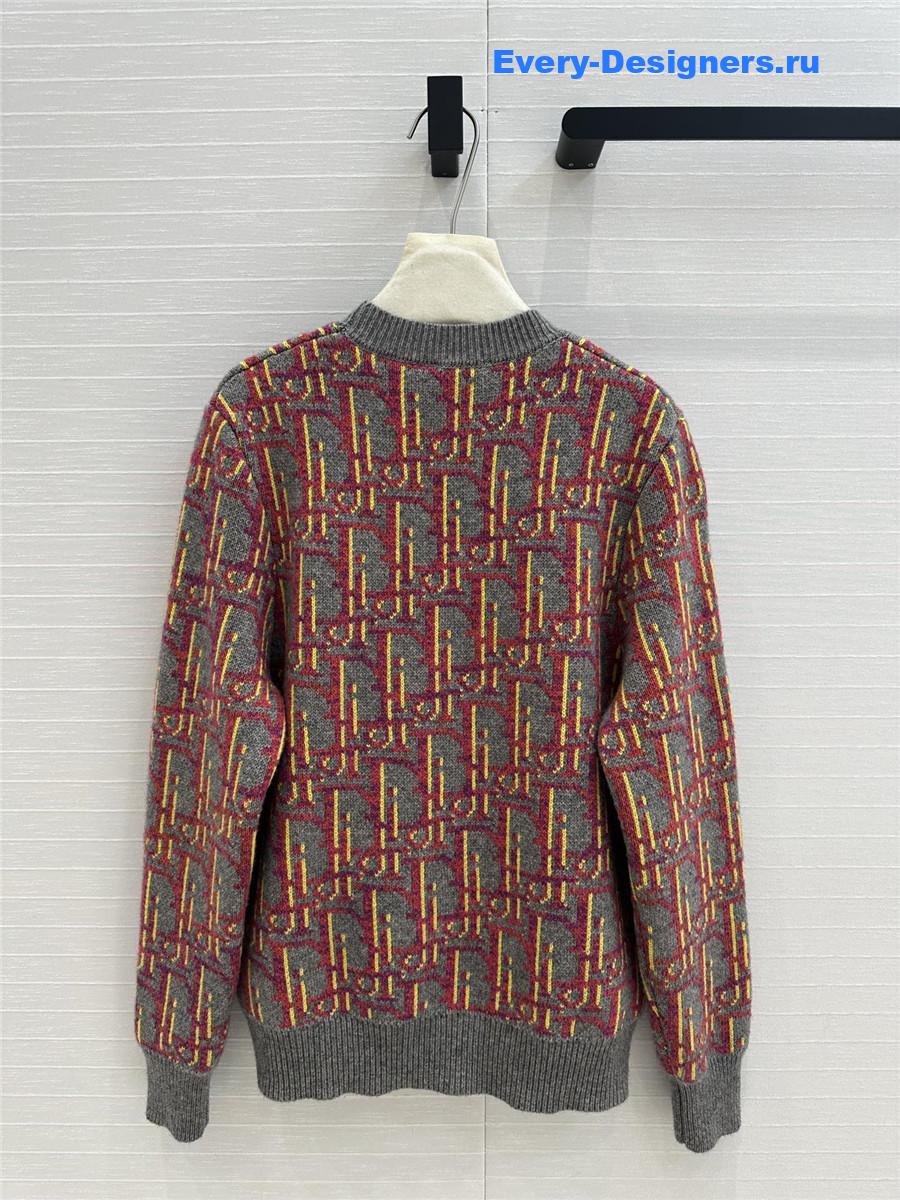 D10r oblique knit sweater grey pink