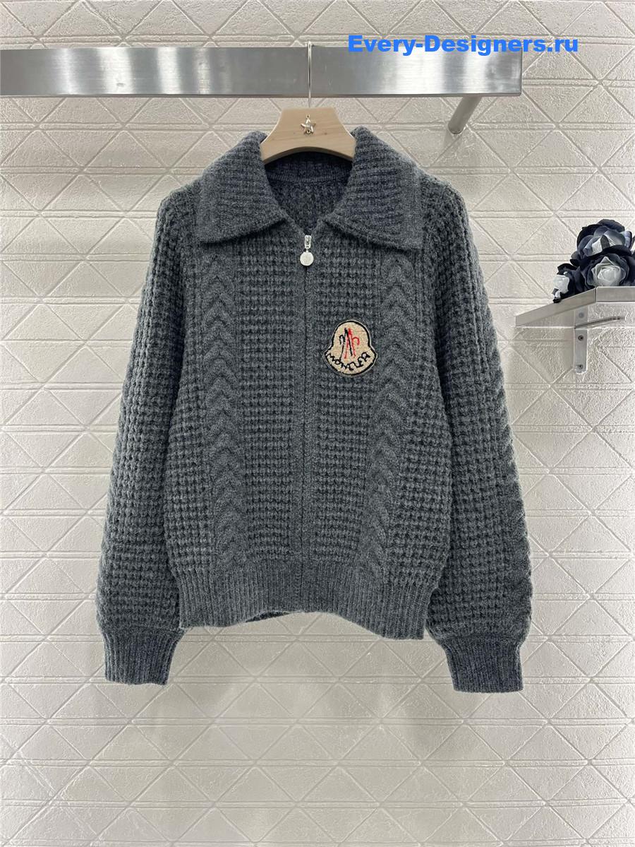 Moncler Plain Knit Zipper Cardigan