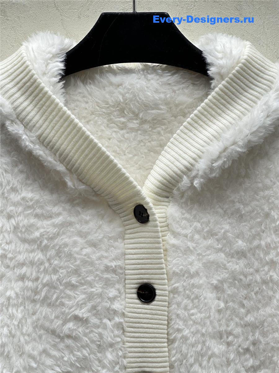 BC Plush Wool Hooded Cardigan White