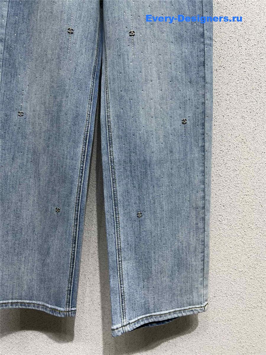 Ch**el denim straight wide leg pants