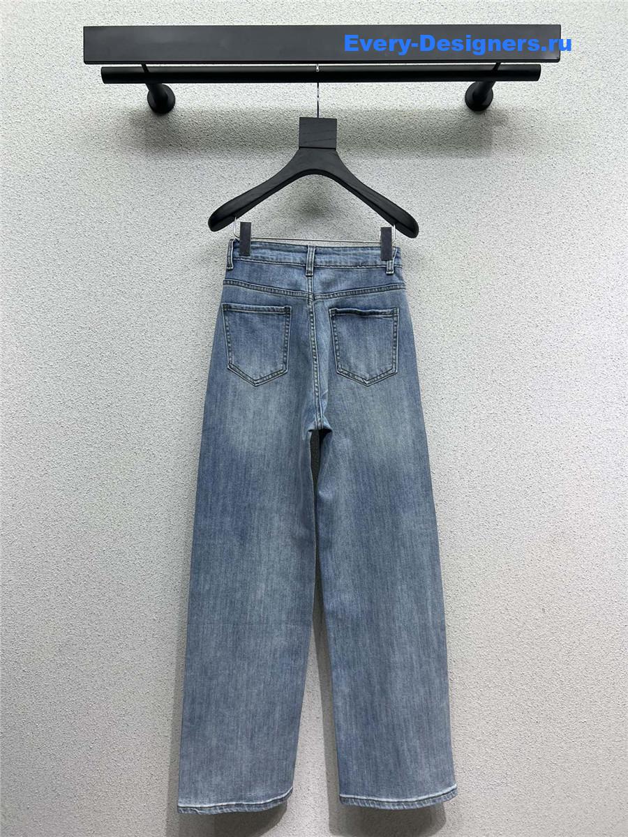 Ch**el denim straight wide leg pants