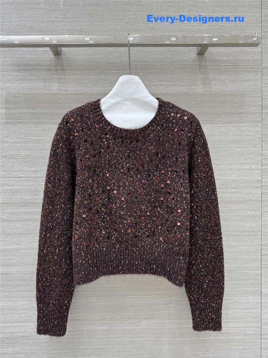 Gvc*1 sequins crewneck sweater brown