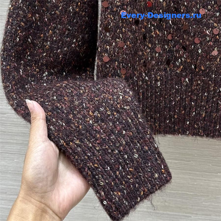 Gvc*1 sequins crewneck sweater brown