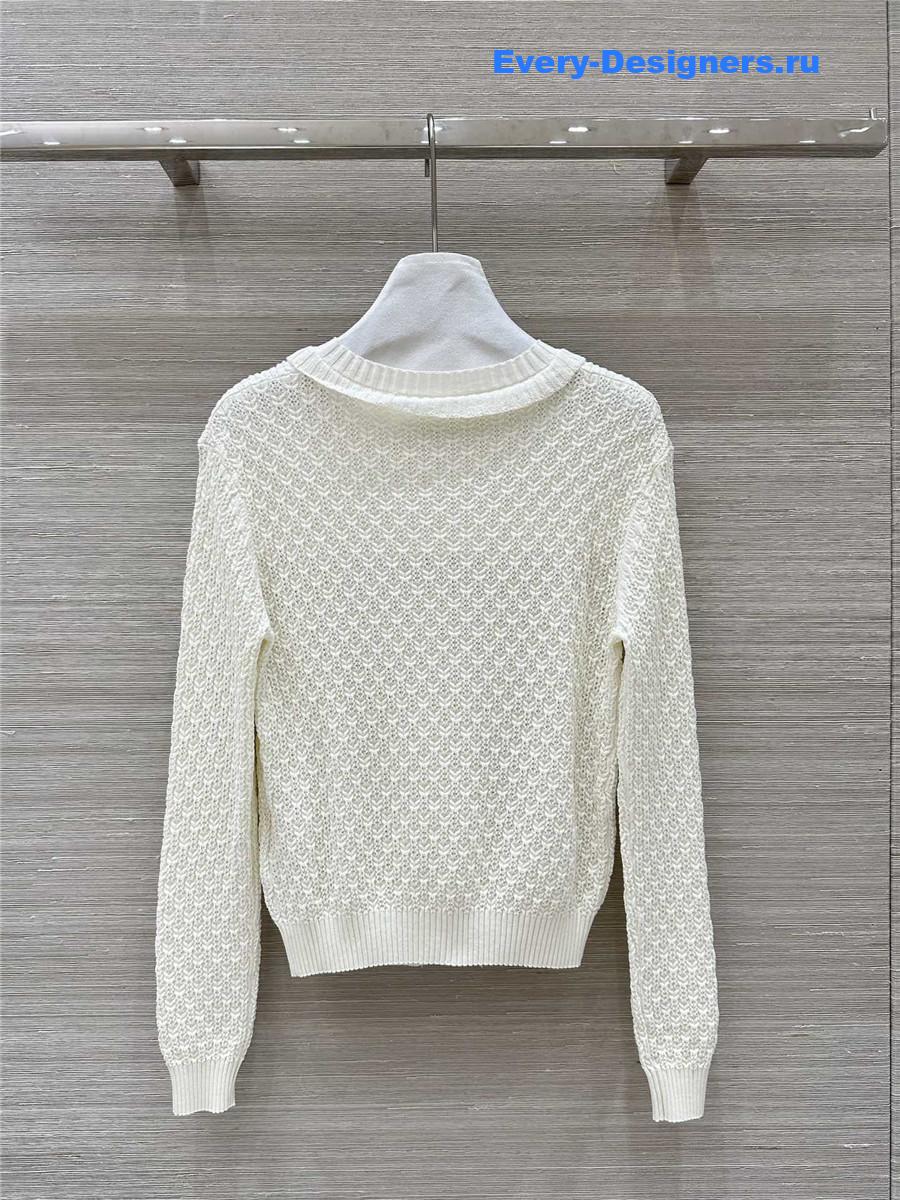 Ch**el lace trim knitted cardigan white