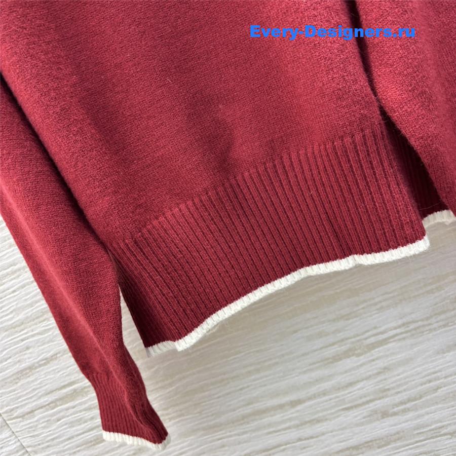 Ce1i*e burgundy scarf-neck knit sweater