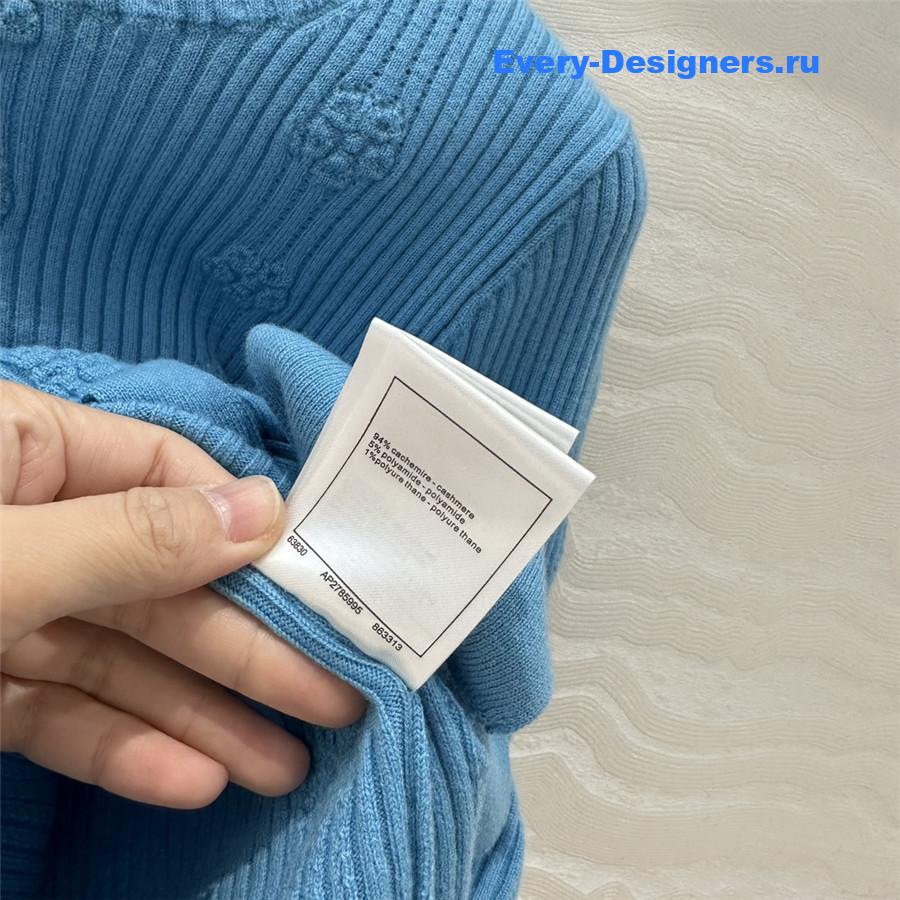 Ch**el belted jacquard rib sweater blue