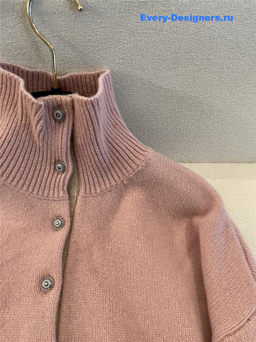 Ch**el patch turtleneck rib pullover pink