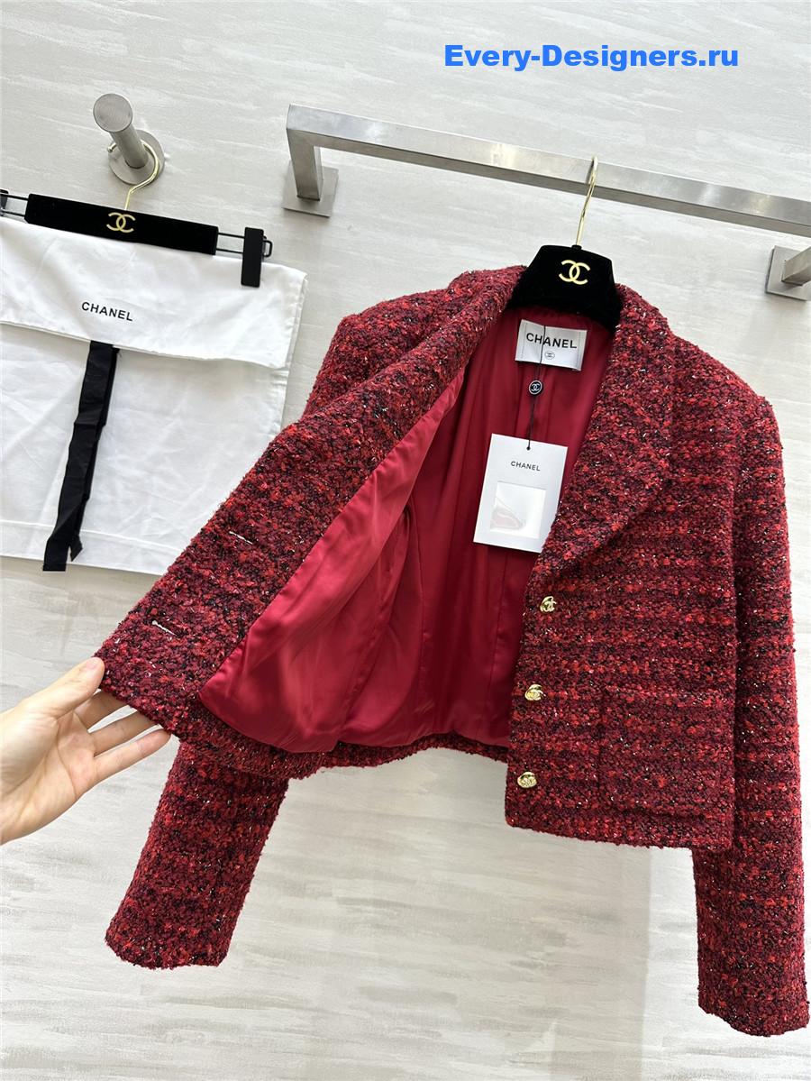 Ch**el red short lapel jacket