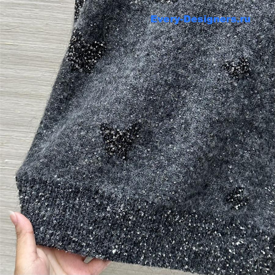 BC Jacquard Embellished Mohair Sweater in Grey