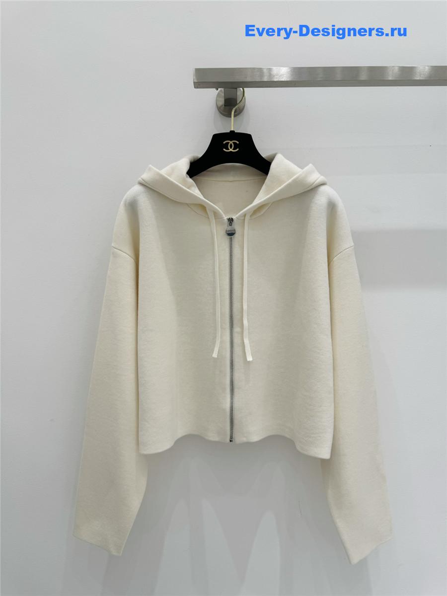 L0ew* embossed logo hooded cardigan